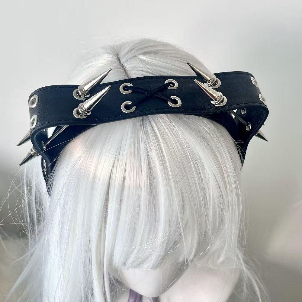 펑크 하라주쿠 리벳 헤어밴드, Y2K 얼터 에스테틱 스 - Leatherwork Rings 리뷰 및 가격