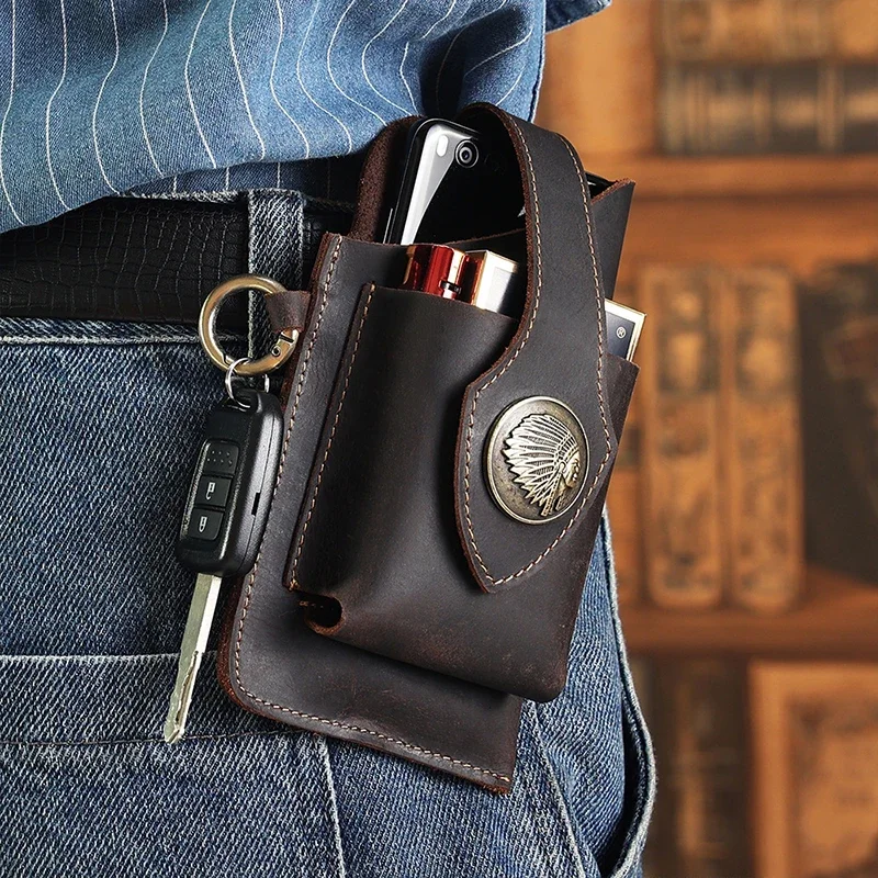 남성용 진짜 가죽 허리 가방, 휴대폰 가방, 남성 야외 - Leatherwork Belt 리뷰 및 가격